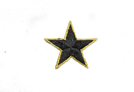 Embroidered Star Applique Iron-On Gold Trim