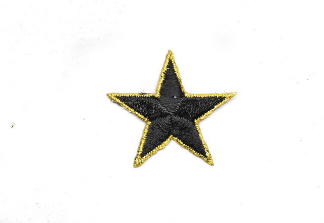Embroidered Star Applique Iron-On Gold Trim