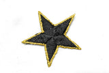 Embroidered Star Applique Iron-On Gold Trim