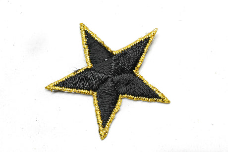 Embroidered Star Applique Iron-On Gold Trim