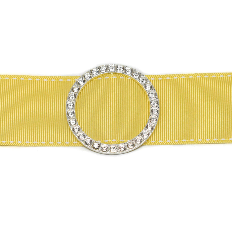 Rhinestone Buckle Slider Silver Round 2"