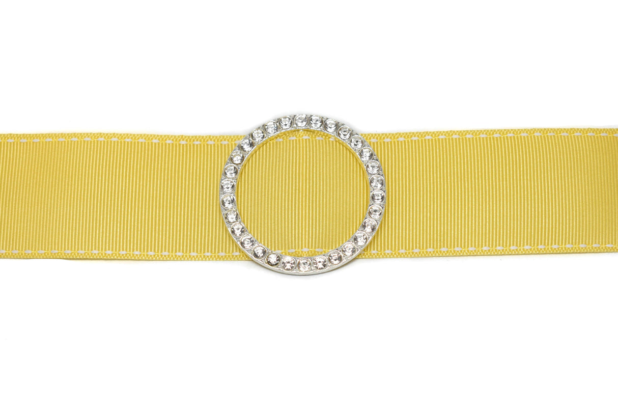 Rhinestone Buckle Slider Silver Round 2"