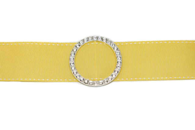 Rhinestone Buckle Slider Silver Round 2"