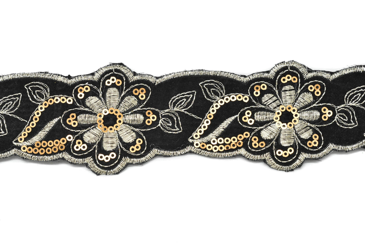 Jacquard Ribbon Floral Sequins 2.13in