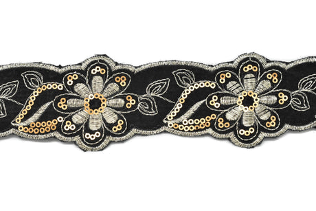 Jacquard Ribbon Floral Sequins 2.13in