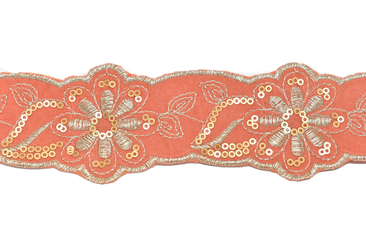 Jacquard Ribbon Floral Sequins 2.13in