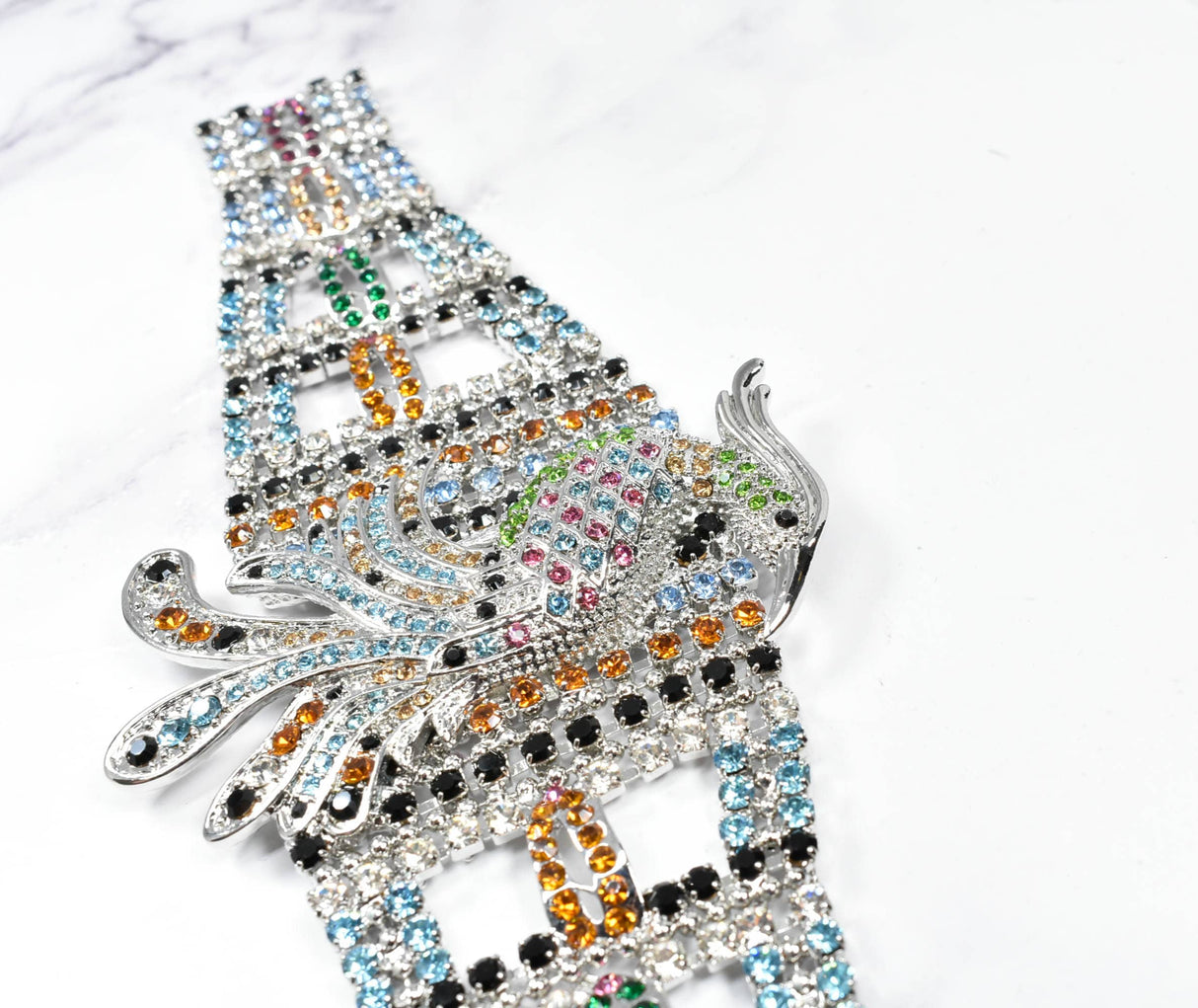 Rhinestone Bird Buckle Applique
