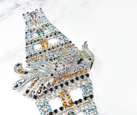 Rhinestone Bird Buckle Applique