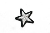 Star Applique Metallic Silver Black 1.25"