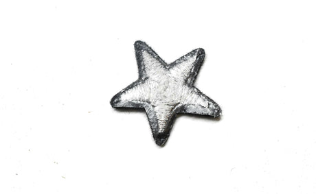 Star Applique Metallic Silver Black 1.25"