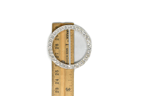 Rhinestone Buckle Slider Silver Round 2"
