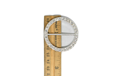 Rhinestone Buckle Slider Silver Round 2"