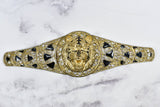 Lion Buckle Gold Black 9.75 x 2.75