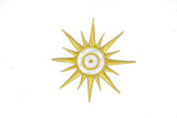 Embroidered Sun Iron-On Applique 3.5" Gold