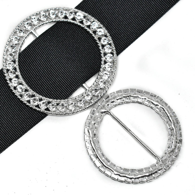 Rhinestone Slider Buckle Round