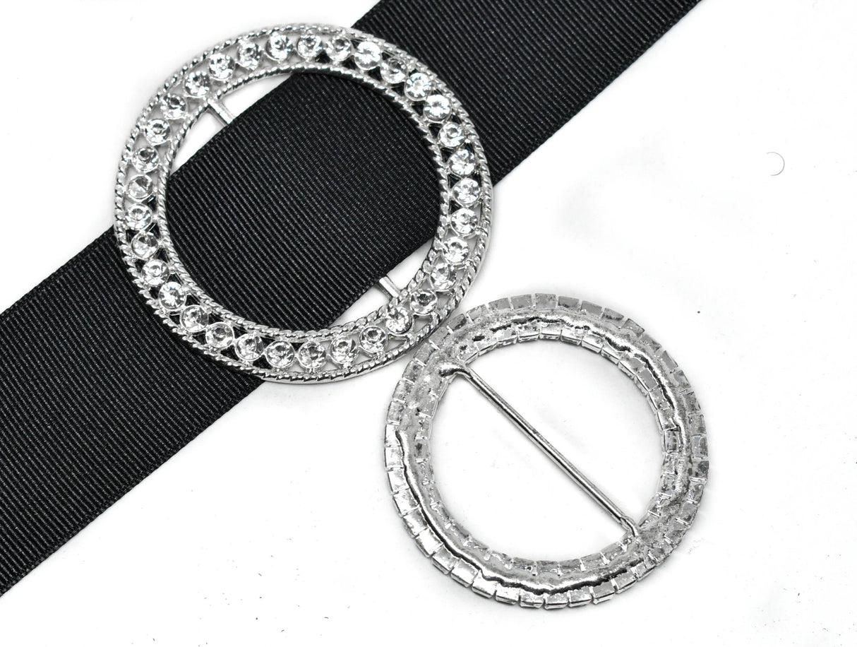 Rhinestone Slider Buckle Round