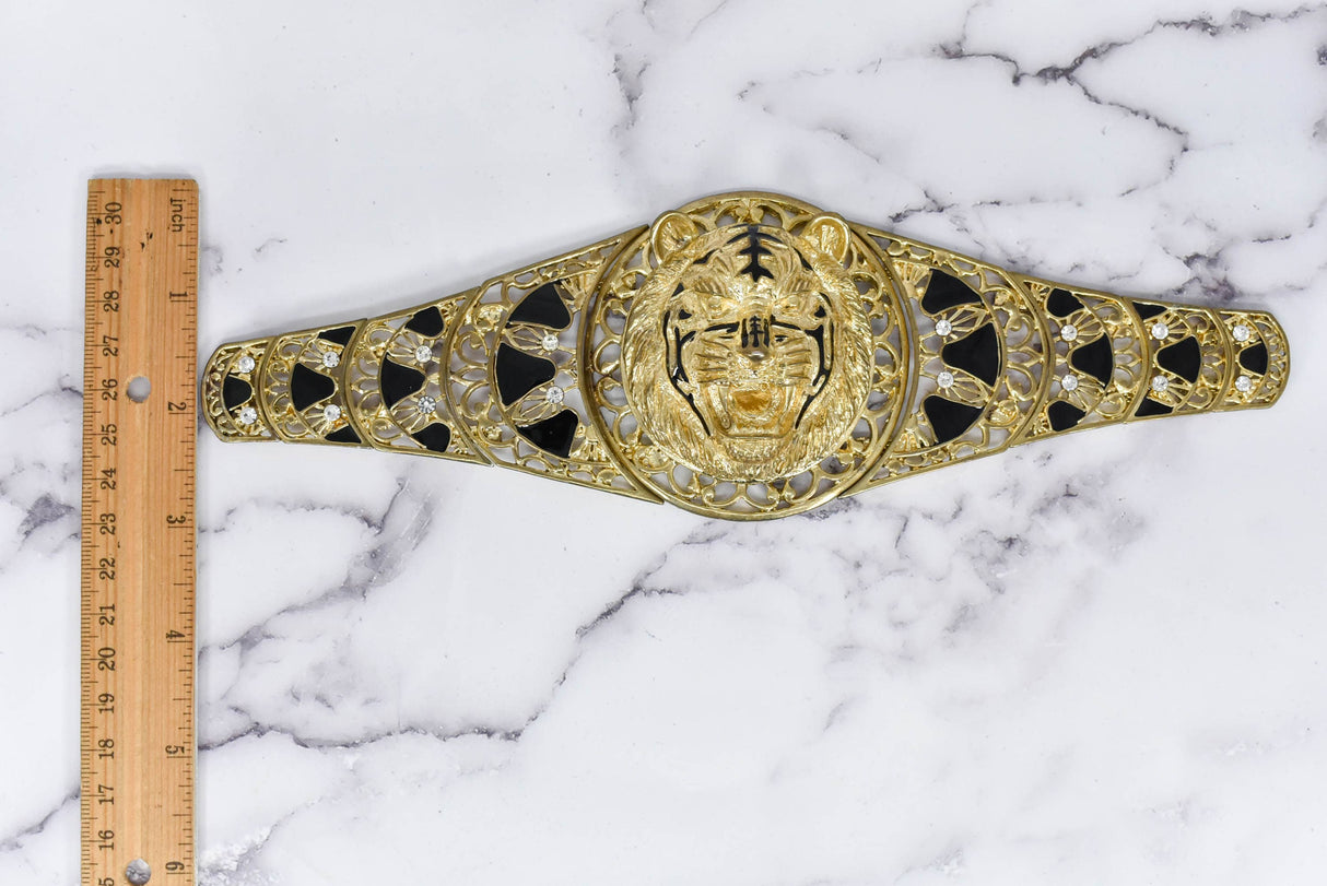 Lion Buckle Gold Black 9.75 x 2.75
