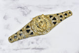 Lion Buckle Gold Black 9.75 x 2.75