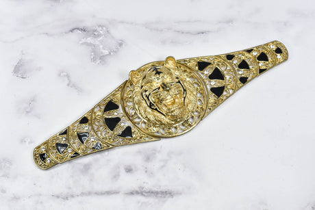 Lion Buckle Gold Black 9.75 x 2.75