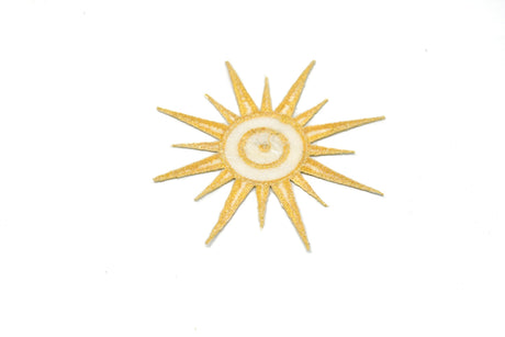 Embroidered Sun Iron-On Applique 3.5" Gold