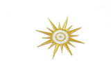 Embroidered Sun Iron-On Applique 3.5" Gold
