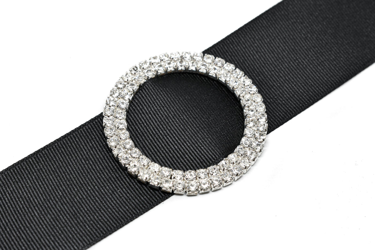 Rhinestone Slider Buckle Round