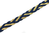 Braided Gimp Trim Blue Metallic Gold 1/2"