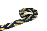 Braided Gimp Trim Blue Metallic Gold 1/2"