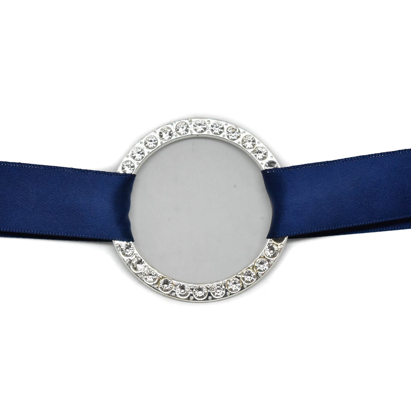 Rhinestone Ribbon Connector Silver 2.25"