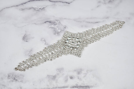 Rhinestone Connector Applique Silver 11 x 2 7/8