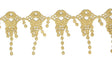 Embroidered Fringe Trim Metallic Gold 1"