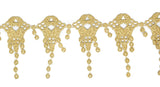 Embroidered Fringe Trim Metallic Gold 1"