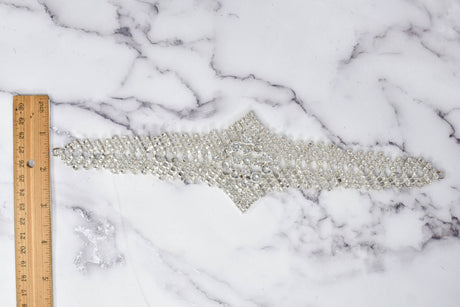 Rhinestone Connector Applique Silver 11 x 2 7/8