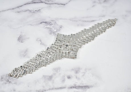 Rhinestone Connector Applique Silver 11 x 2 7/8