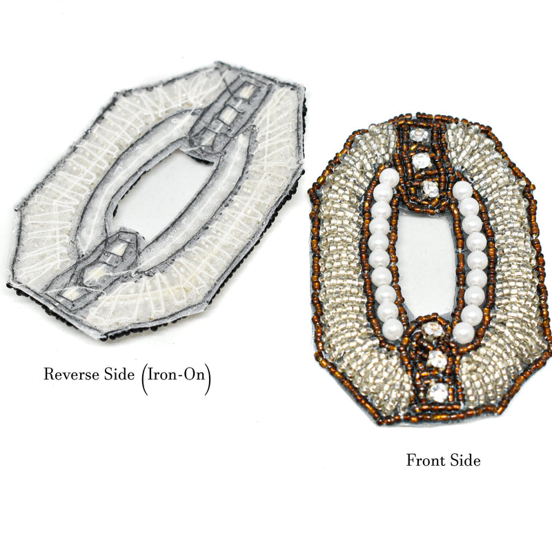Beaded Rhinestone Applique Square 3x2