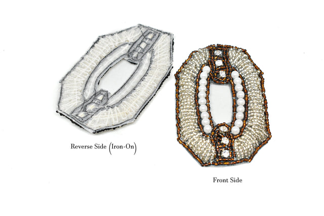 Beaded Rhinestone Applique Square 3x2