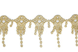 Embroidered Fringe Trim Metallic Gold 1"