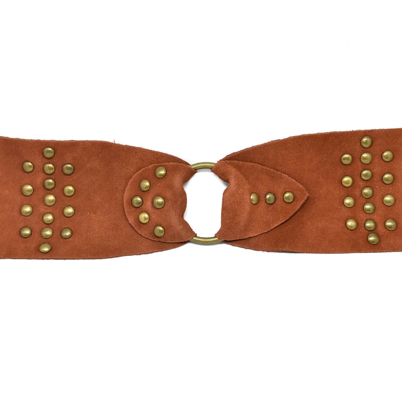 Studded Suede Belt Rusty Orange 16 x 3.63