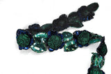Beaded Sequins Flower Applique Green 2.25"