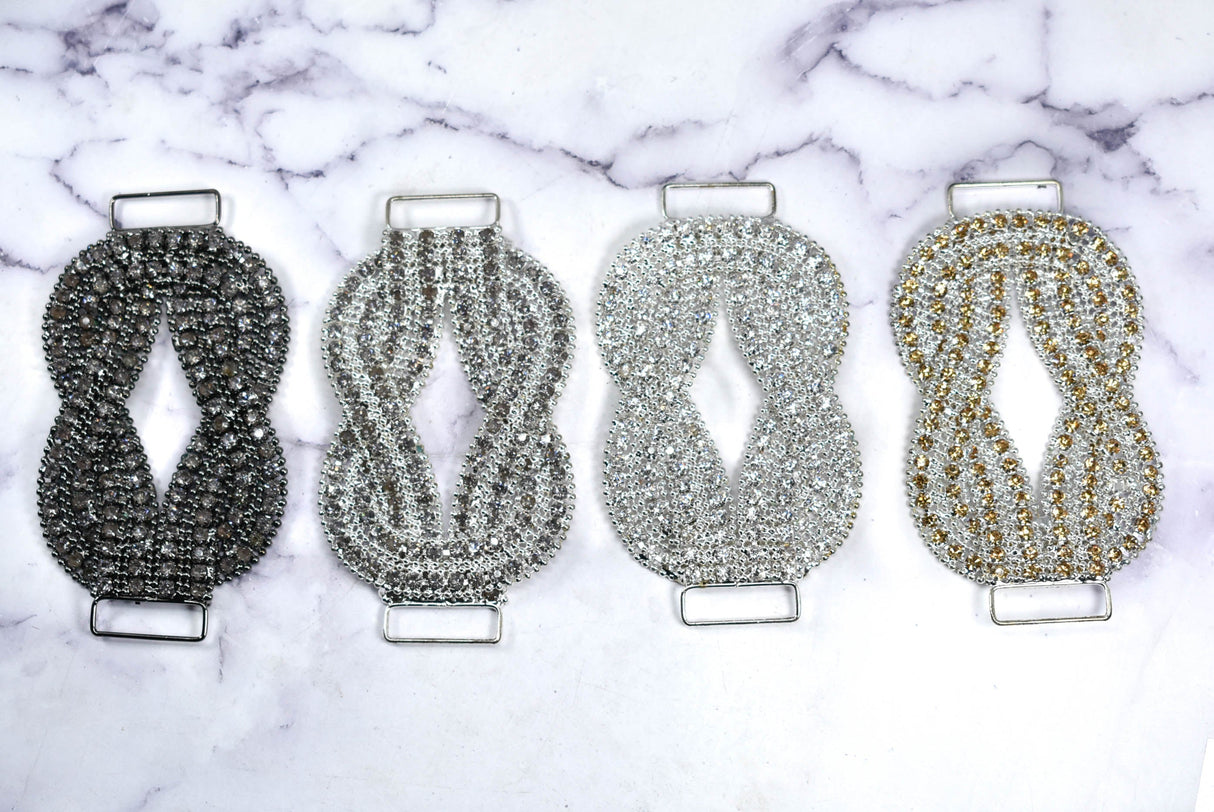 Rhinestone Connector Applique Knotted Clear 4.50 x 2.50