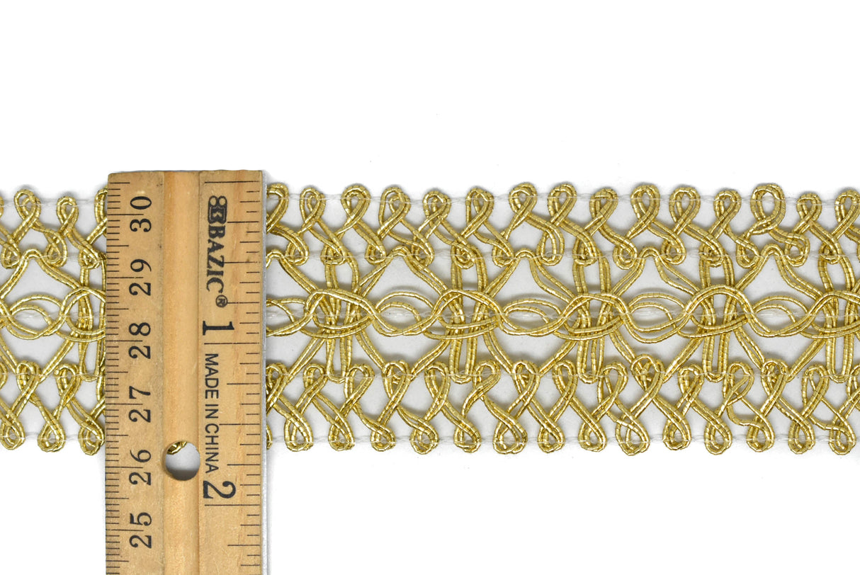 Crochet Lace Trim Metallic Gold 1.40"