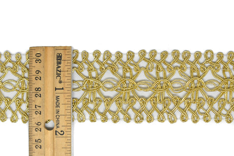 Crochet Lace Trim Metallic Gold 1.40"