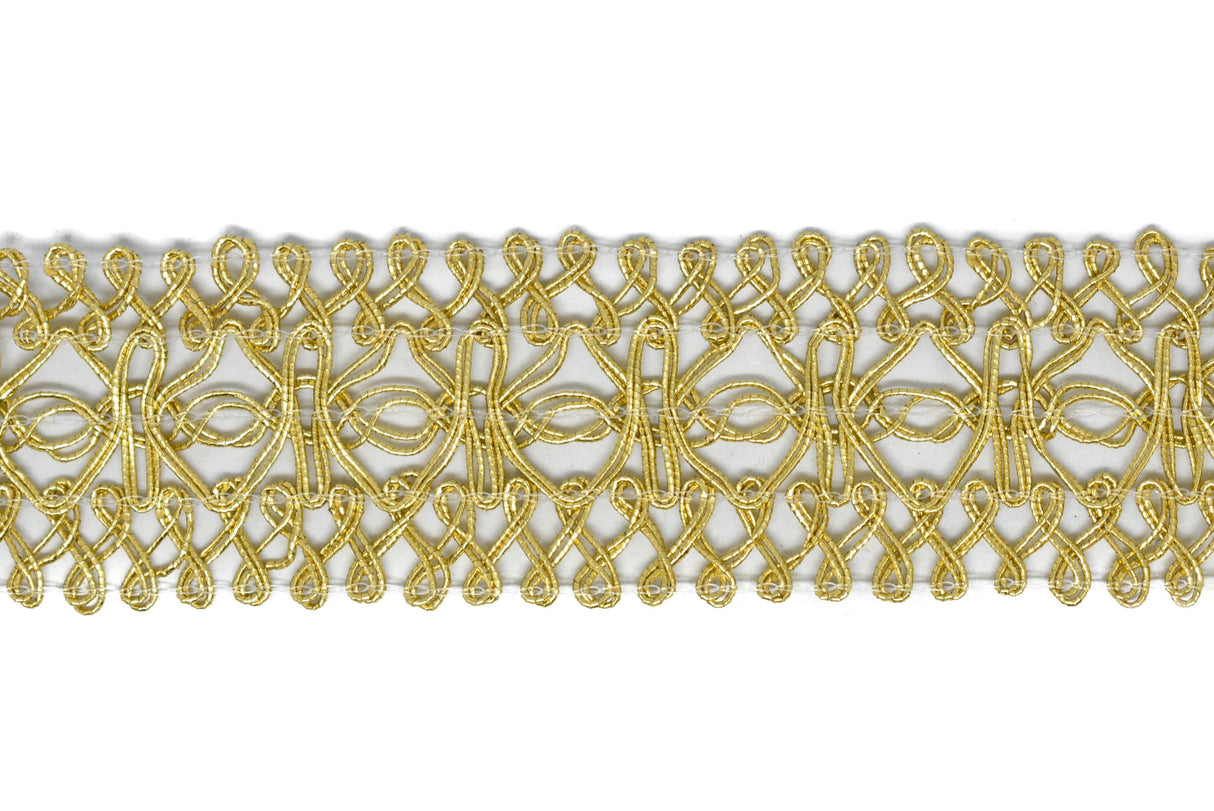Crochet Lace Trim Metallic Gold 1.40"