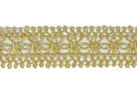 Crochet Lace Trim Metallic Gold 1.40"