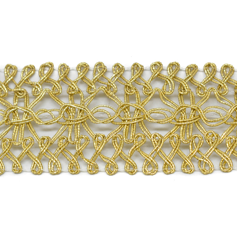 Crochet Lace Trim Metallic Gold 1.40"
