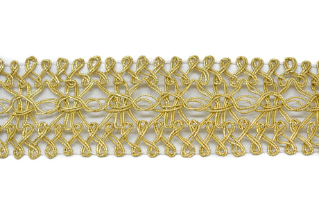 Crochet Lace Trim Metallic Gold 1.40"