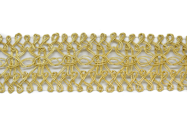 Crochet Lace Trim Metallic Gold 1.40"