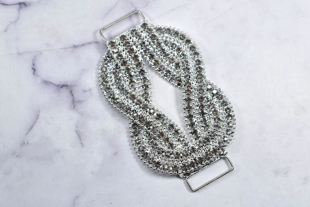 Rhinestone Connector Applique Knotted Clear 4.50 x 2.50