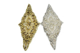 Beaded Rhinestone Applique Gold Silver
