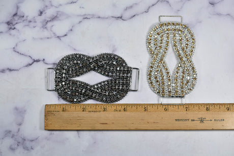 Rhinestone Connector Applique Knotted Clear 4.50 x 2.50